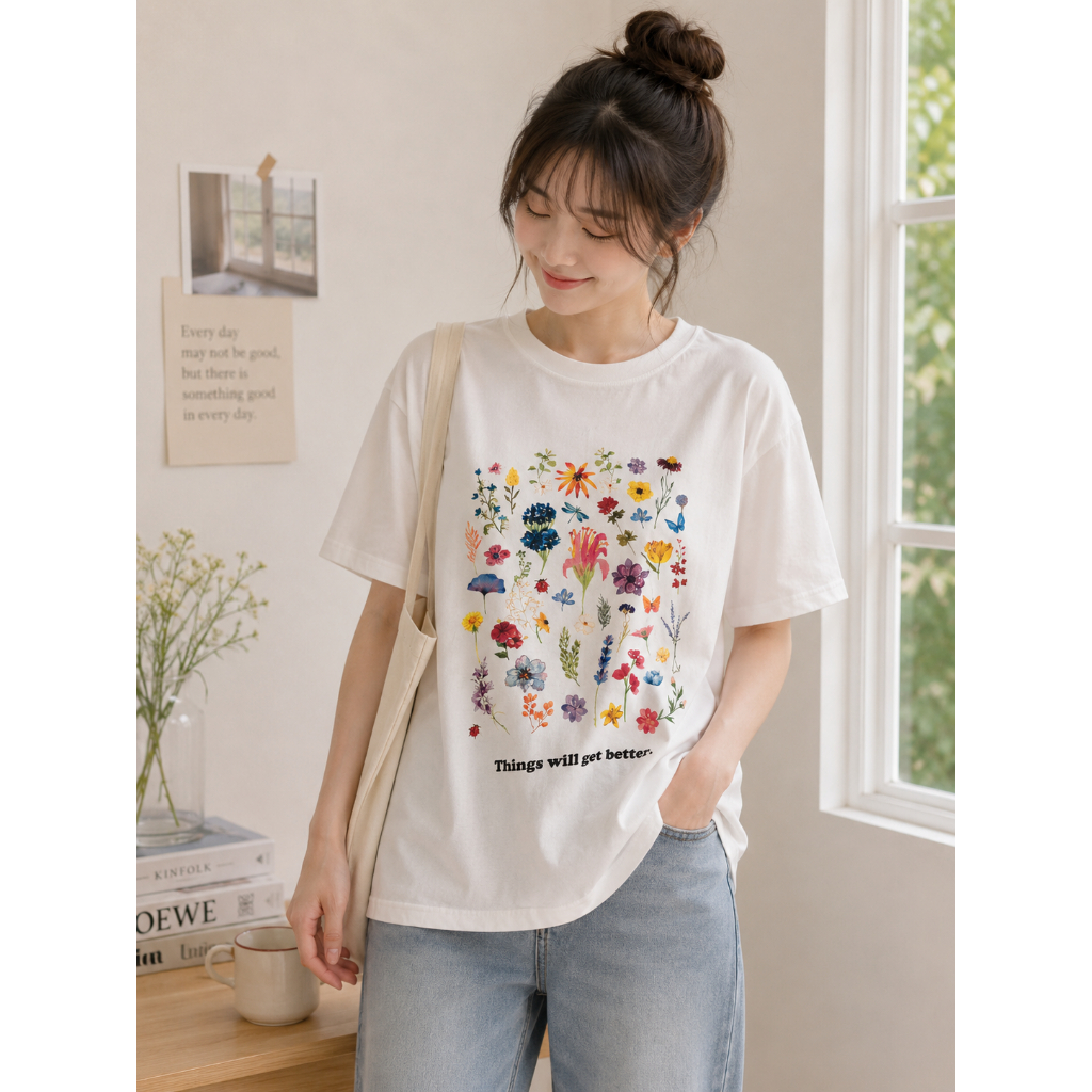 เสื้อยืด ลาย ดอกไม้  Things will get better |Sherbet.teeshop