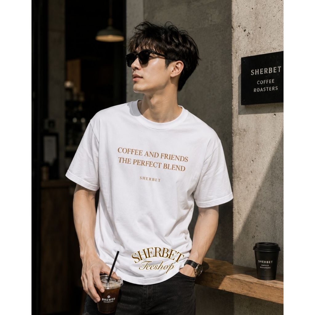 เสื้อยืด ลาย coffee and friends | sherbet.teeshop