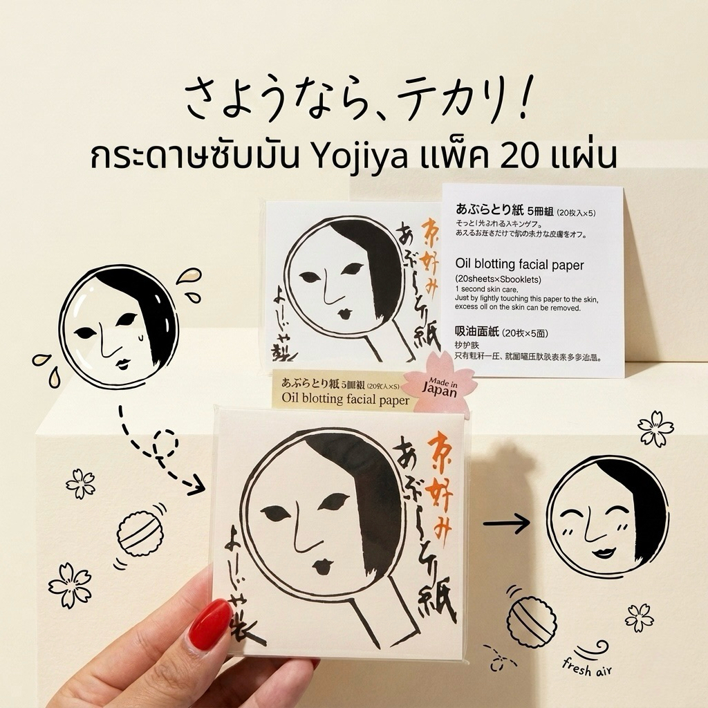 ✅พร้อมส่ง กระดาษซับมัน Yojiya โยจิยะYojiya 1แพคมี20แผ่น ของแท้จากญี่ปุ่น