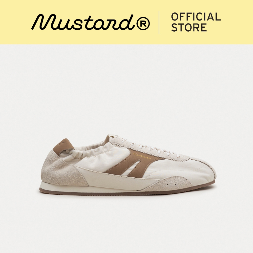 Mustard Stella Wheat Cream | รองเท้าผ้าไนลอน ผสมหนังแท้ ทรงสลิปออน
