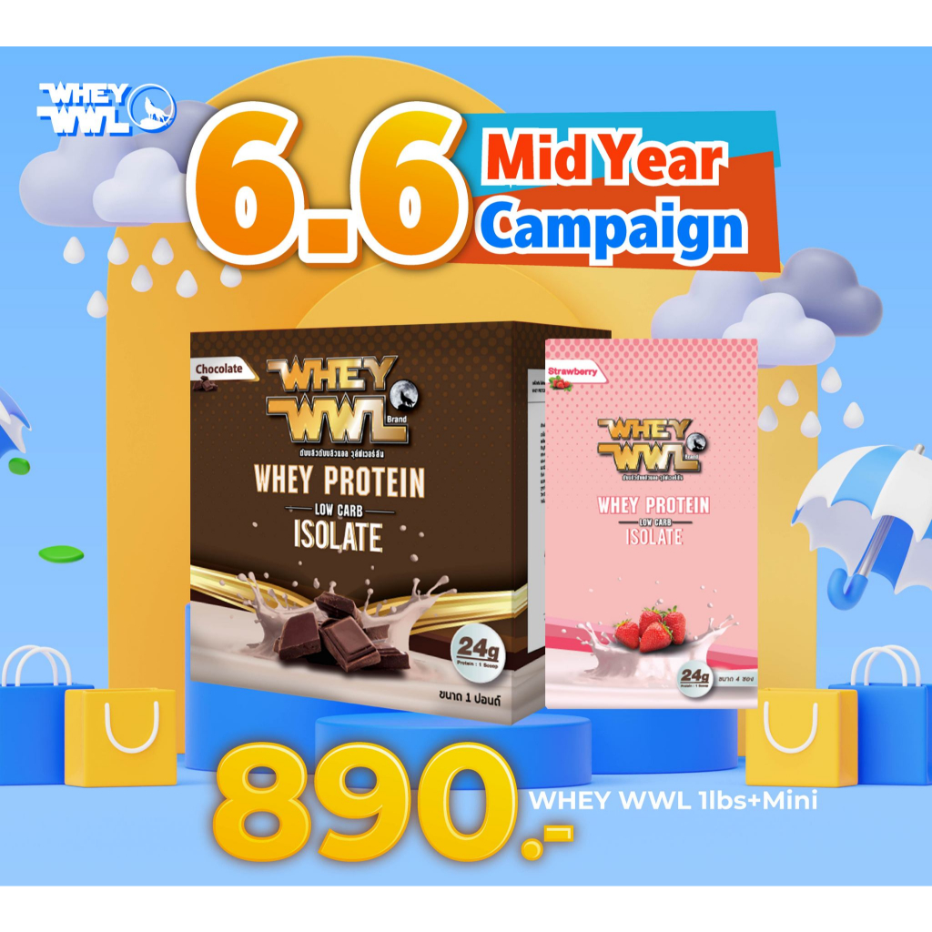 WHEYWWL เวย์ไอโซเลท เวย์เพชรจ้า - ขนาด 1 ปอนด์ (จำนวน 1 กล่อง) + มินิสตอเบอรี่