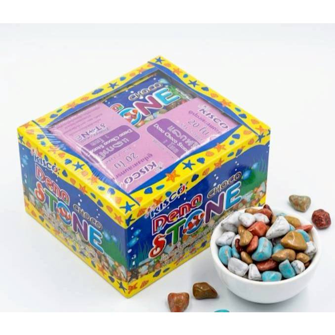 (กล่อง 12 ชิ้น) ขนมฮิต ขนมหิน Choco Stone Kisco Deno Brand ดีโน่ ช็อกโกแลต สโตน ขนาด 18 กรัม