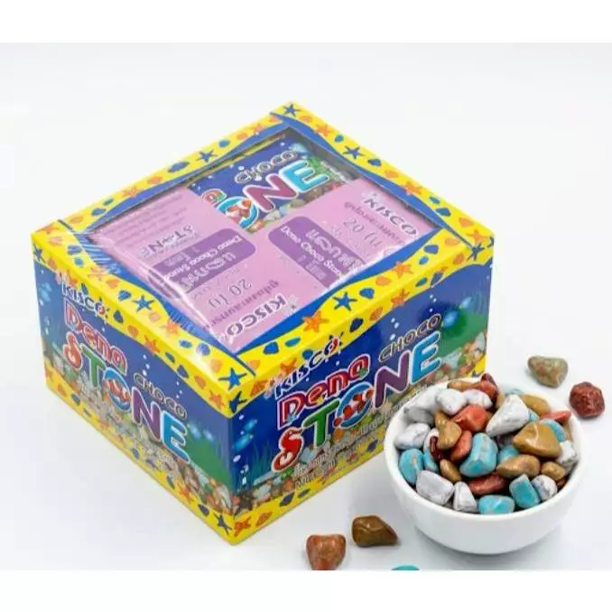 (กล่อง 12 ชิ้น) ขนมฮิต ขนมหิน Choco Stone Kisco Deno Brand ดีโน่ ช็อกโกแลต สโตน ขนาด 18 กรัม