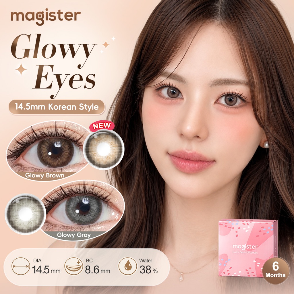 【0.00~ -6.00 】Magister & Realcon คอนแทคเลนส์ 6 เดือน ขอบหยาบ Glowy Series 14.5 มม. ตาโต ตาสวย เลนส์นิ่มใส่สบายตา