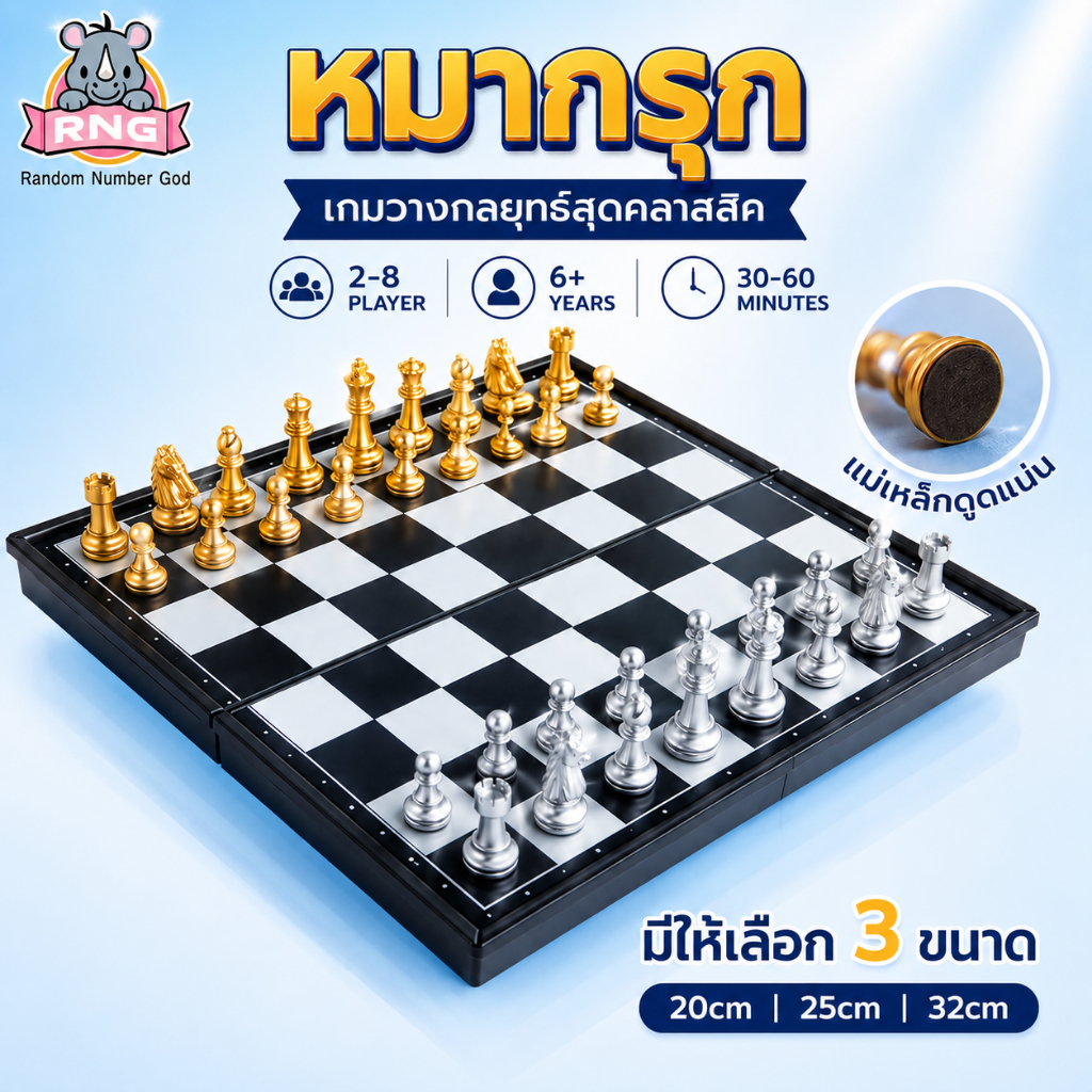หมากรุกกระดานแม่เหล็กกล่องพับได้ แบบพกพา  ขนาด200x200mmToy Magnetic Chess สินค้าพร้อมส่ง เกมกระดานยอดนิยม