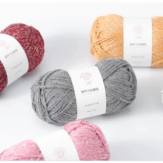 ไหมถัก 𝑺𝒐𝒍 𝑭𝒂𝒏𝒄𝒚 𝒀𝒂𝒓𝒏.1.5mm.100g.เส้นด้ายฝ้ายถัก ไหมถักผสมดิ้น Cotton Viscose metallic งานถักโครเชต์ งานฝีมือDIY
