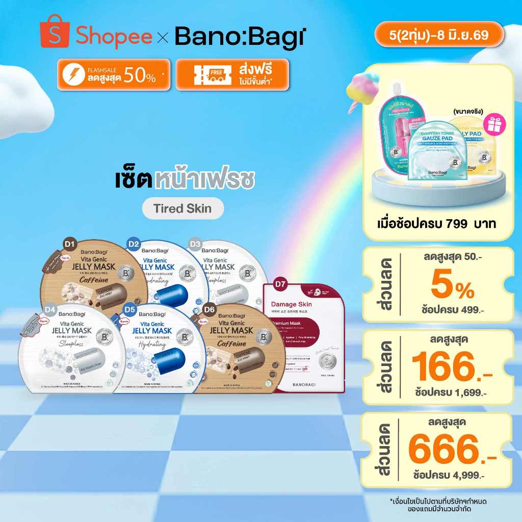 [เซตหน้าเฟรช]BANOBAGI 7 Days Mask Set