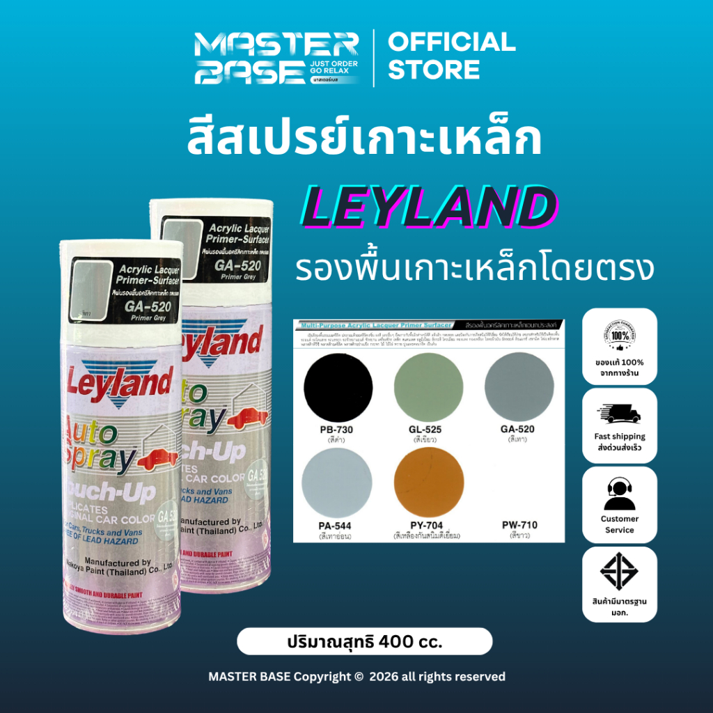 LEYLAND สีสเปรย์รองพื้น เกาะเหล็ก สีพ่นรถยนต์ เลย์แลนด์ Leyland auto spray 400cc NKY