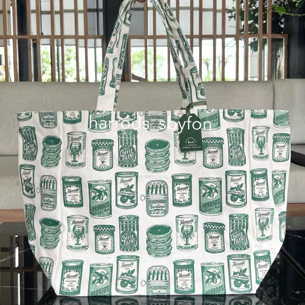 Harrods (Pre-Order) NEW2026💚Cotton Canvas Packaging Tote Bag Bag ของแท้ 100% จากอังกฤษ🇬🇧