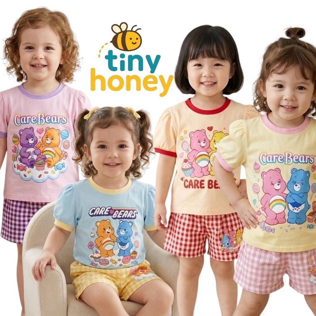 ชุดเซ็ทลูกสาว แขนตุ๊กตา หมีสุดน่ารัก 🐻  เสื้อสรีน ผ้านิ่มค่าาา  กางเกงผ้าทอ จ้ำม่ำ ชอบหลวม +1ไซซ์นะค๊าาา B00065