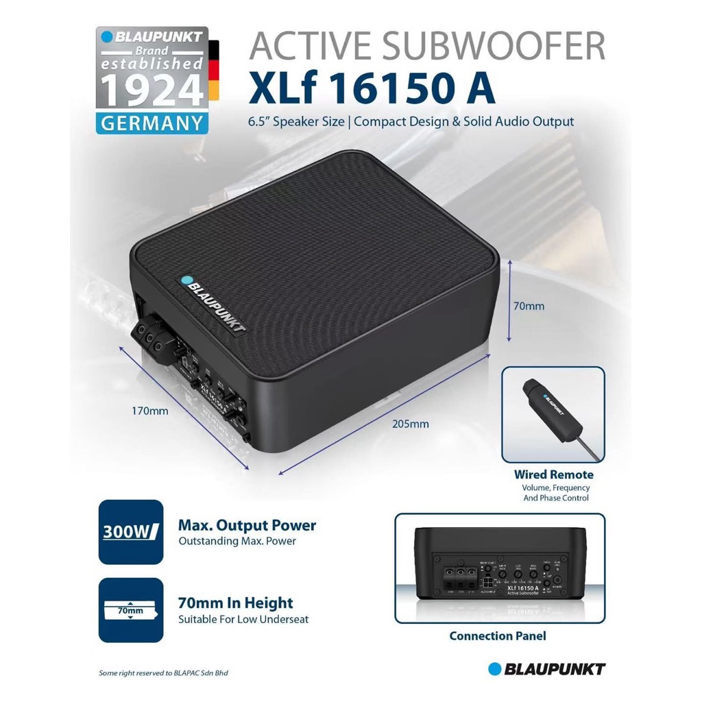 Subbox 6.5” Blaupunkt XLF16150A ราคา 5995บาท เบสติดรถยนต์