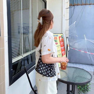 SUNFLOWER SHIRT เสื้อเชิ้ตผู้หญิงโอเวอร์ไซส์แขนสั้น ใส่เที่ยว ใส่ทำงาน ผ้าคอตตอน งานปักแน่นละเอียด ใส่สบาย