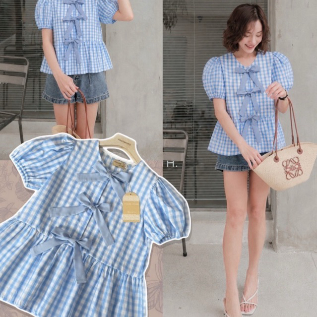 Chaline เสื้อลายสก้อตตี้แขนสั้นน่ารักสีใหม่