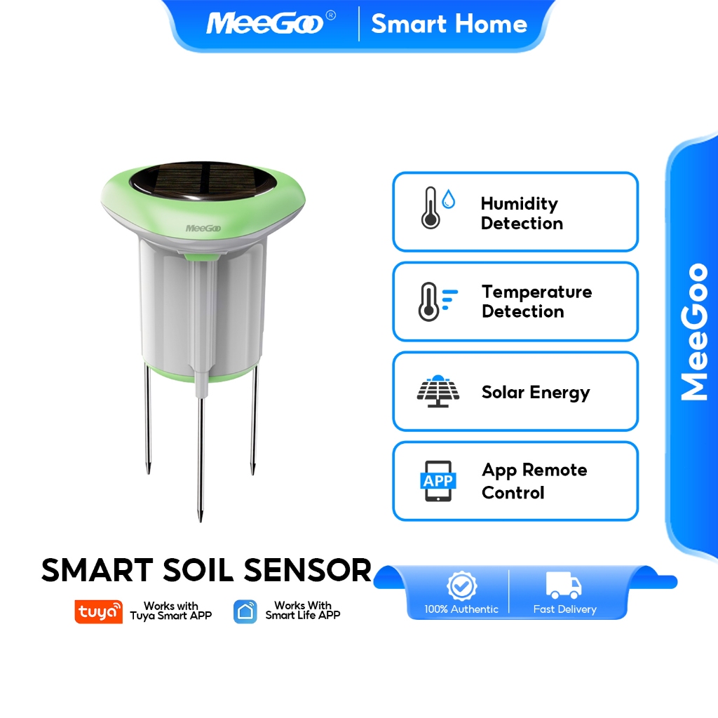 MeeGoo Tuya เซ็นเซอร์วัดความชื้นในดินและอุณหภูมิ Soil Sensor การทดสอบคุณภาพดิน พลังงานแสงอาทิตย์