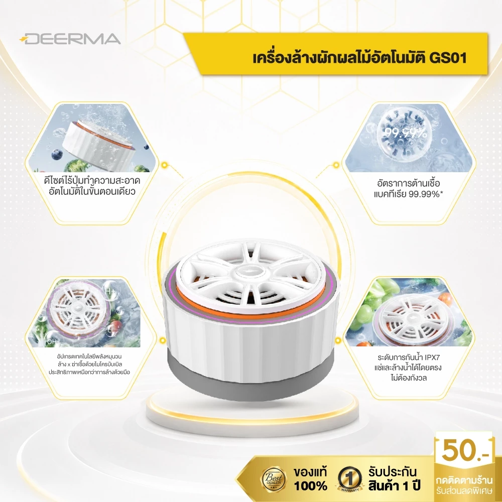 DEERMA GS01 เครื่องล้างผักผลไม้อัตโนมัติ Automatic Fruit and Vegetable Washer