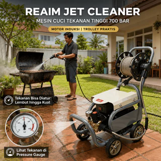REAIM เครื่องฉีดน้ำแรงดันสูง 6800W 3000บาร์ เครื่องซักรถพกพา ปรับแรงดันน้ำได้ ดูดน้ำได้ด้วยตัวเอง
