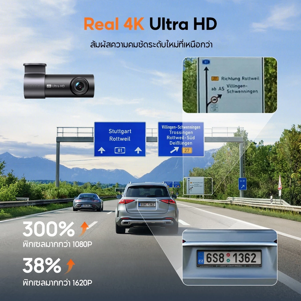 [NEW] 70mai Dash Cam M310 Plus 3K/4K Car Camera กล้องติดรถยนต์อัจฉริยะ ความละเอียด F1.55 เลนส์หมุน360° thumbnail 5
