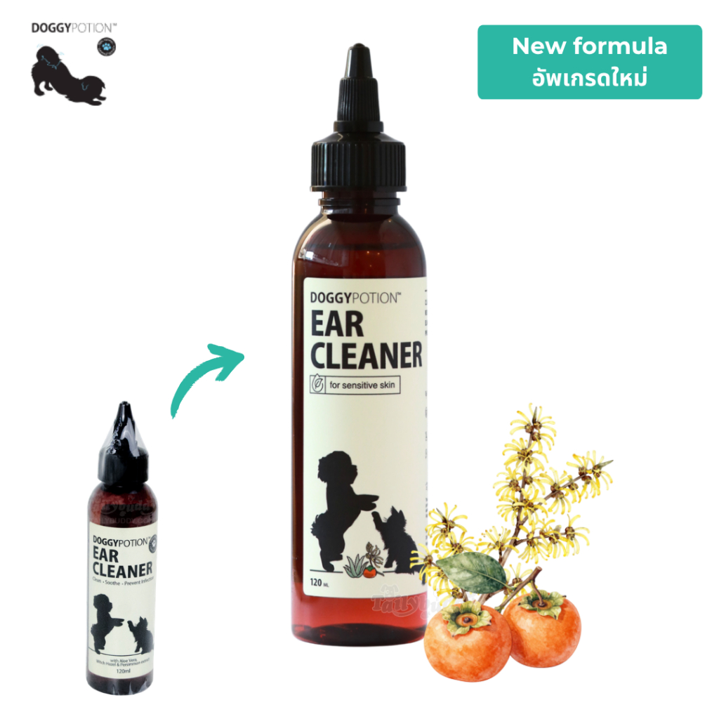 สูตรใหม่ ! Doggy Potion Ear Cleaner น้ำยาล้างหูสำหรับสุนัขและแมว กำจัดขี้หู ลดการคัน กำจัดกลิ่น (120ml)