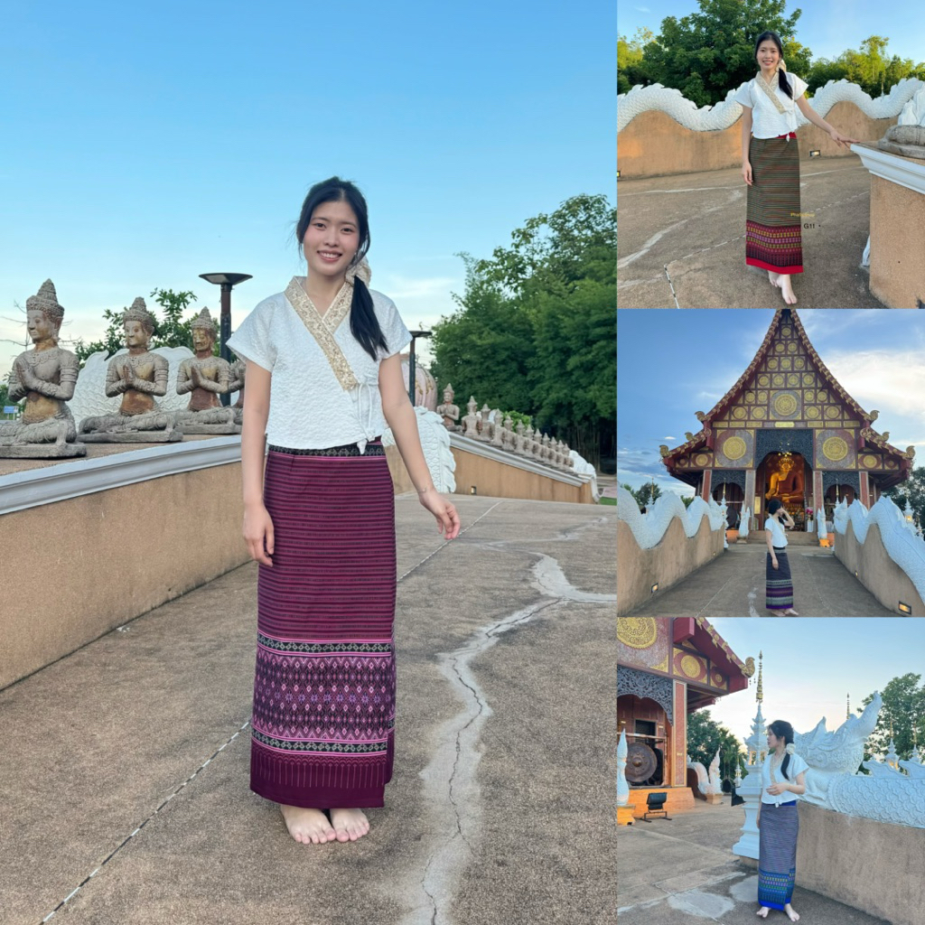 ผ้าเย้บอัดกาวสำเร็จมีตะขอแถมให้ผ้าอัดกาวผ้าถุงล้านนา