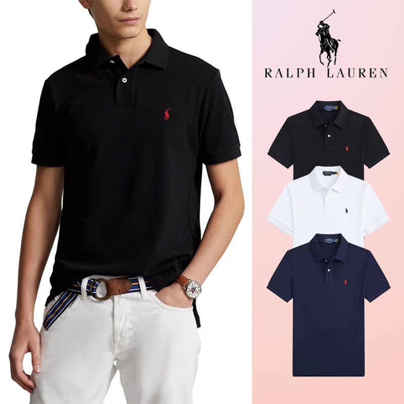 เสื้อโปโล Ralph Lauren ของแท้ 100% ดีไซน์ทันสมัย ​​สวมใส่สบาย มีให้เลือกสีดำ ขาว และน้ำเงิน จัดส่งรวดเร็ว