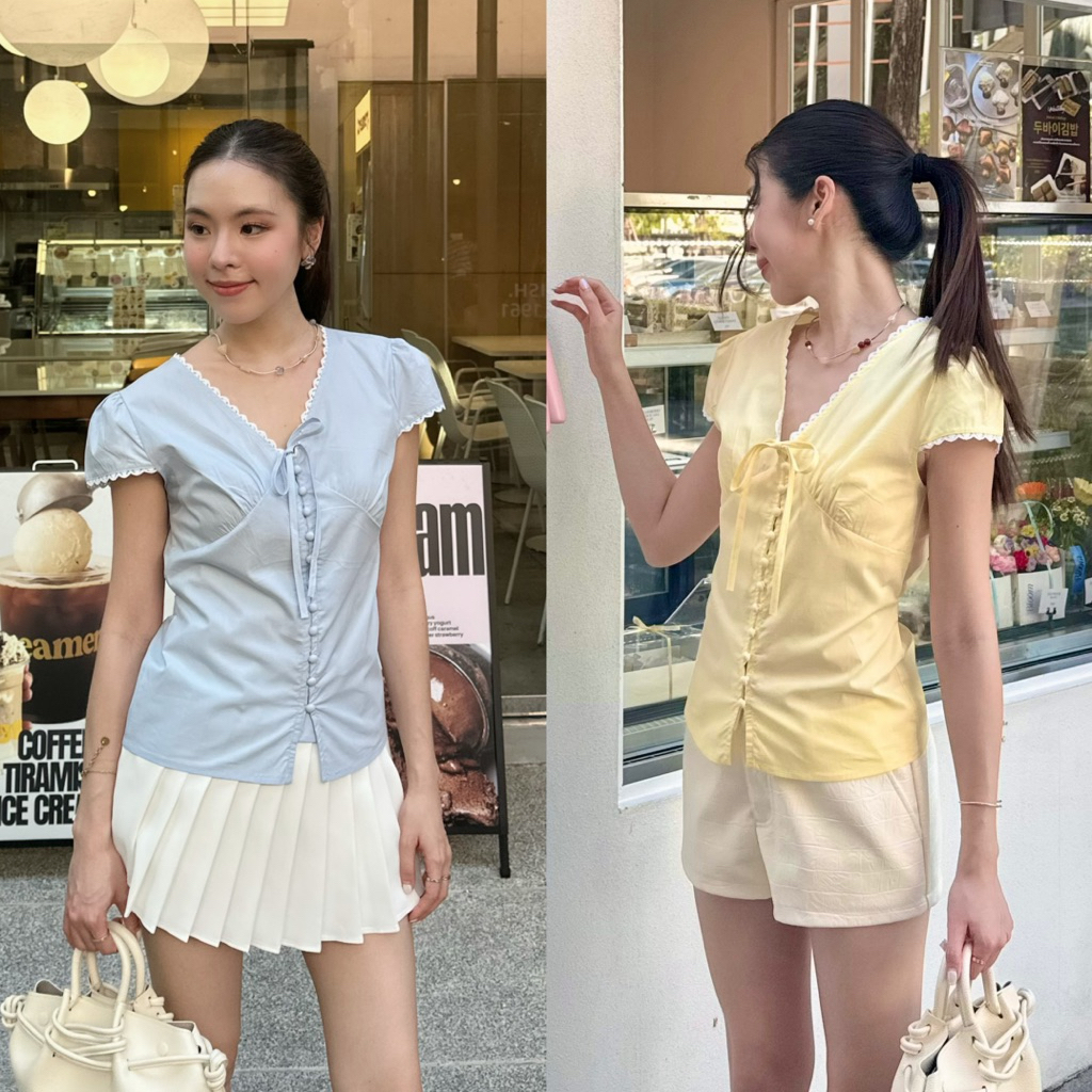 3pcs.basket Éclair Top เสื้อคอวี