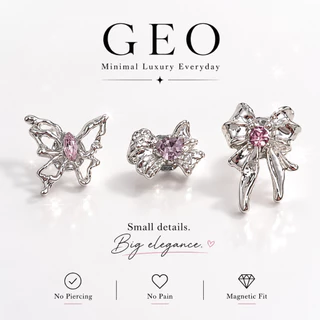 GEO ต่างหูแม่เหล็ก FAIRY KNOT COLLECTION | Butterfly Pink / Heart Bow Pink / Princess Bow Pink | No Piercing Magnetic Ea