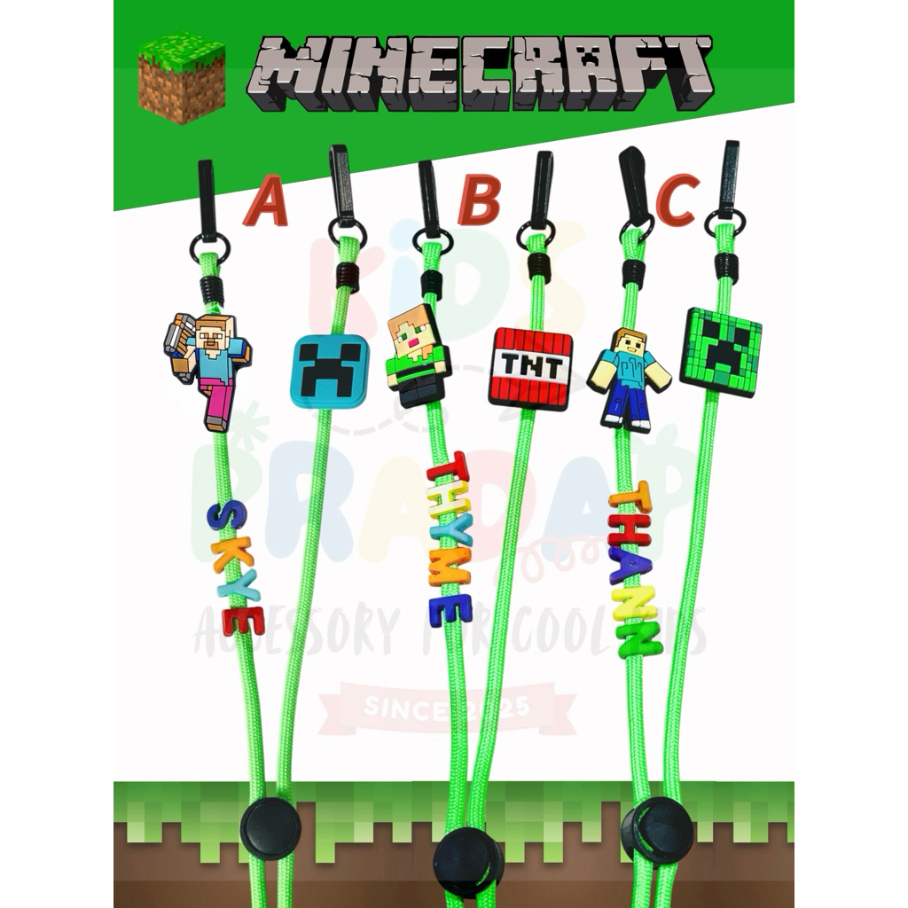 สายคล้องแมสเด็ก มายคราฟ Minecraft ใส่ชื่อได้ ปรับความยาวสายได้