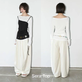 AMUSE BKK - Sera Top เสื้อเลเยอร์ทูโทนปาดไหล่ ดีไซน์แต่งสายยาวด้านหน้า