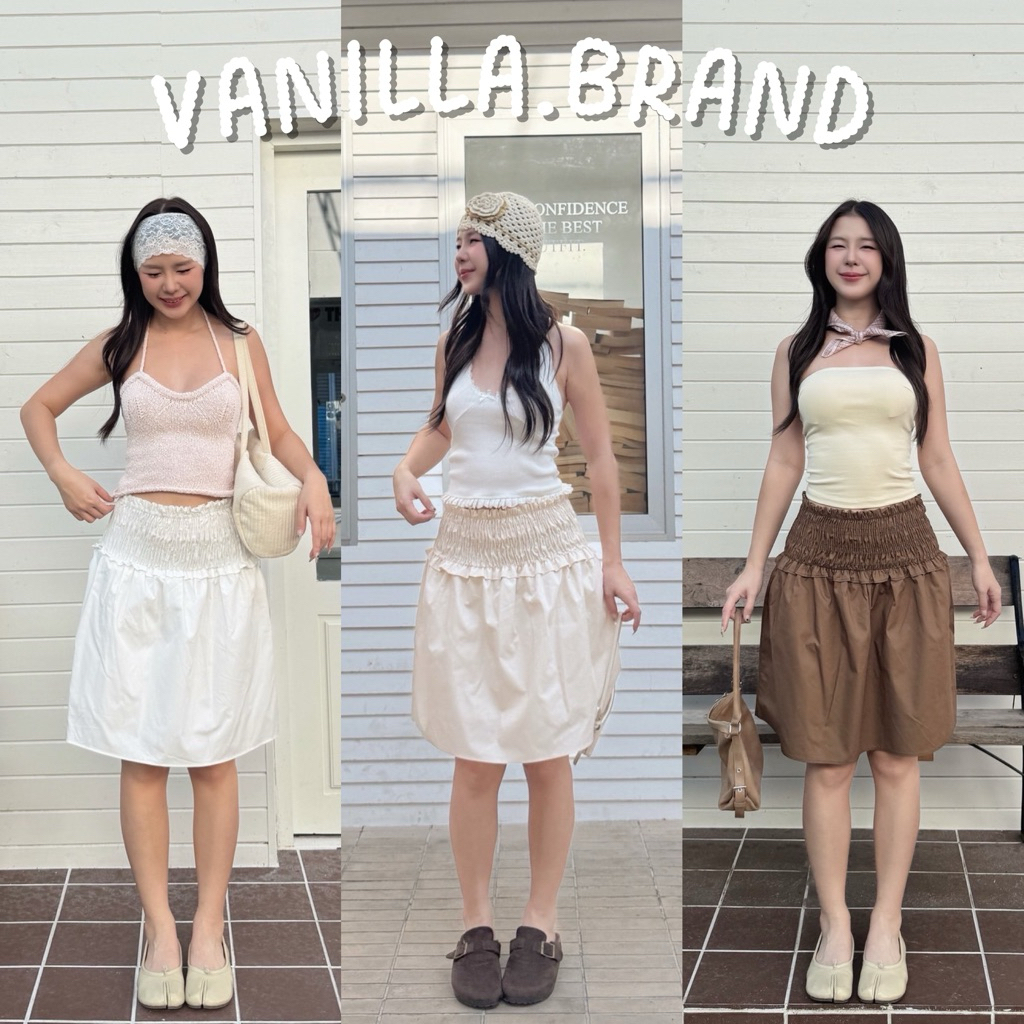 กระโปรงเอวสม็อค ใส่เป็นเสื้อเกาะอกได้ -ttm / VB0685