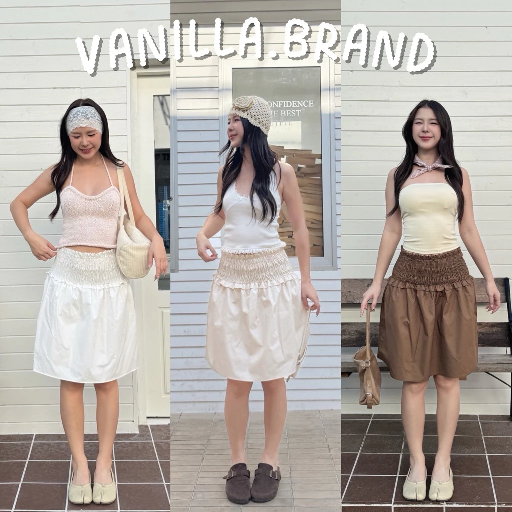 กระโปรงเอวสม็อค ใส่เป็นเสื้อเกาะอกได้ -ttm / VB0685
