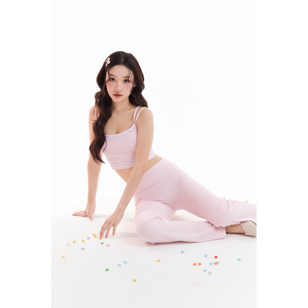 Pink peony set : ชุดเซ็ตสปอร์ตบราพร้อมฟองน้ำในตัว กางเกงขาม้าเก็บพุง