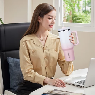 MEECOPA กระบอกน้ำเก็บอุณหภูมิ 1200ml สแตนเลส304 เก็บเย็น12ชม กันรั่ว 2ฝาใช้ได้ ทรงใส่ที่วางแก้วในรถ ใช้กลางแจ้ง/ขับรถ