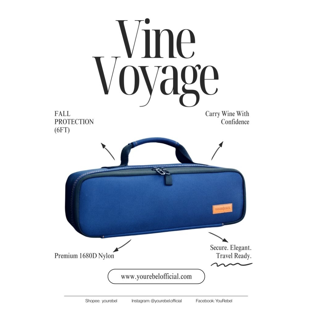 Yourebel Vine Voyage - Single Carry กระเป๋าใส่ไวน์ กันตก กันกระแทก