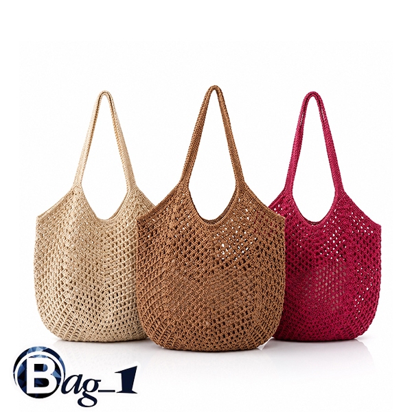 bag_1(BAG2627) กระเป๋าสะพายไหล่ไหมพรมสีพื้น เที่ยวทะเล