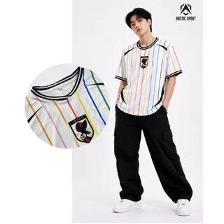 เสื้อกีฬา พิมพ์ลาย ฟุตบอล เสื้อเชียร์ คอกลมไขว้ ผ้าดาวกระจาย ใส่ได้ทั้งชายและหญิง