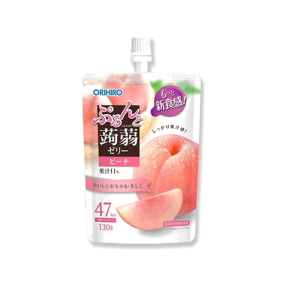 Orihiro Konjac Jelly Peach 130g. Ready to drink พร้อมดื่ม โอริฮิโระ เจลลี่ รสพีช หมดอายุ(31/07/69)