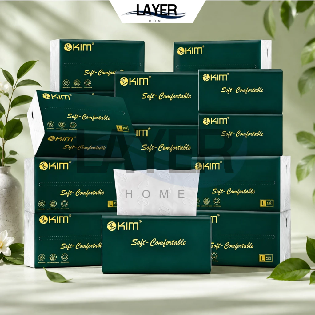 ทิชชู่ KIM 420 แผ่น (1 ห่อ) กระดาษเช็ดหน้า 5 ชั้น เนื้อนุ่ม ซับน้ำดี ไม่ขาดง่าย