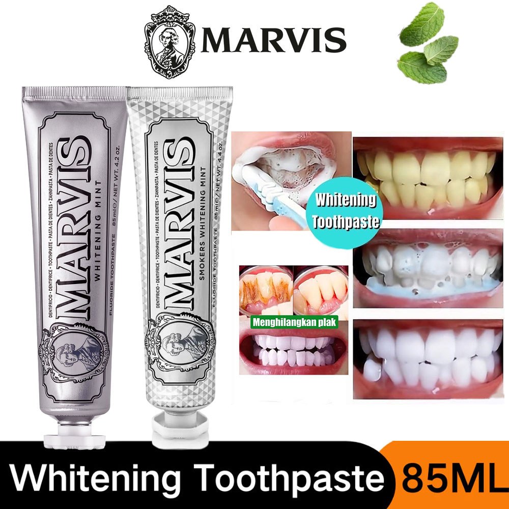 Marvis Whitening Toothpaste – Mint Fresh, Stain & Odor Fighter, Supports Long-Term Oral Health