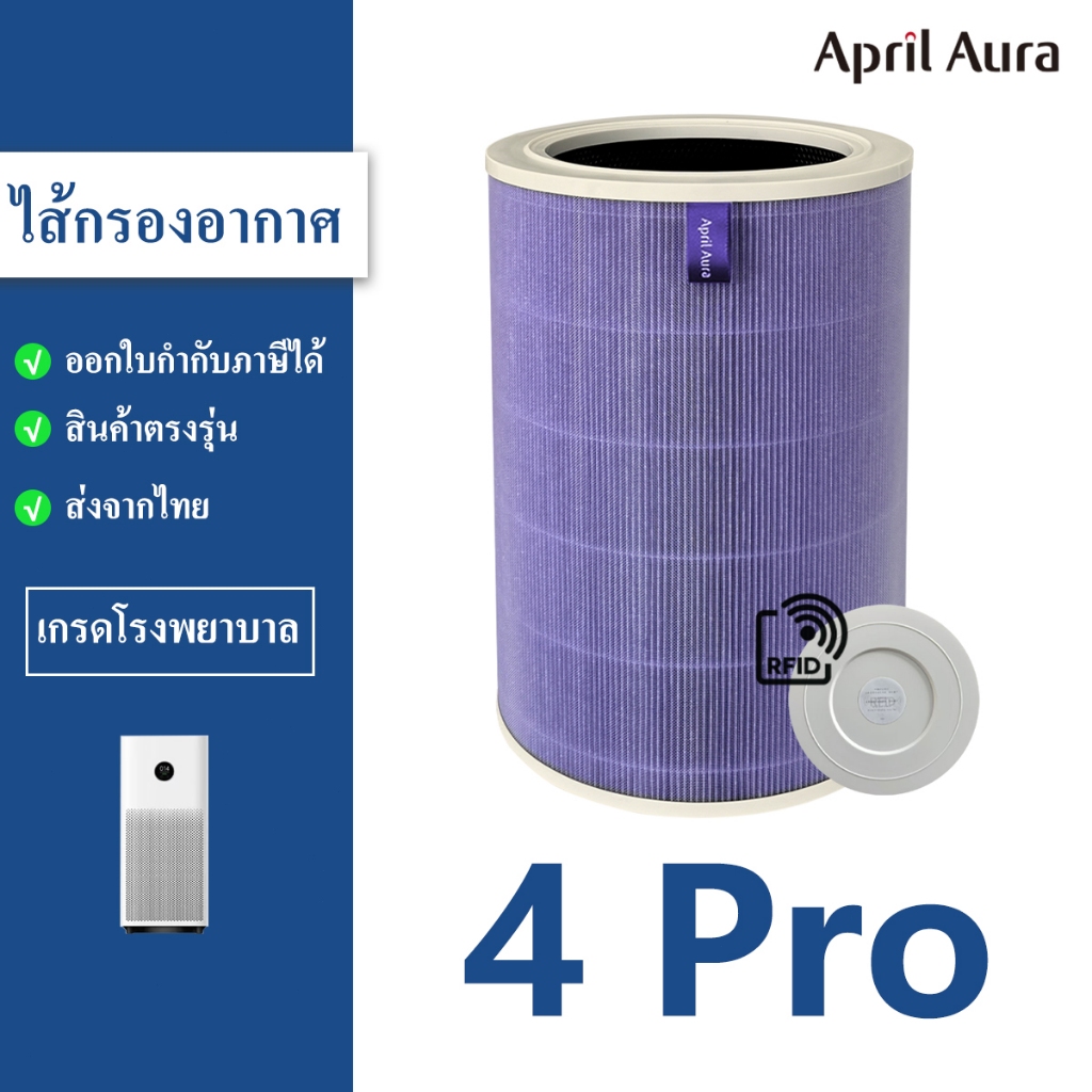 [พร้อมส่ง] ไส้กรองอากาศ Xiaomi 4 Pro มีชิป RFID แผ่น Toray HEPA13 เกรดแพทย์ (ลดกลิ่นอับ/ภูมิแพ้)