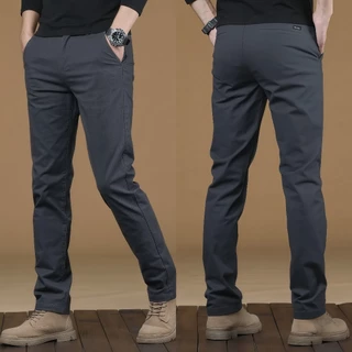 กางเกงขายาวชิโน่ ผ้ายืด ทรงกระบอก กางเกงสแล็คชาย เข้ารูปใส่สบาย CLASSIC PANTS สไตล์เกาหลี ผ้าดีพิเศษ ไม่ต้องรีด