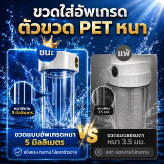 ขวดสีน้ําเงินใสขนาด 20 นิ้ว กรองหน้าไหลขนาดใหญ่ เครื่องกรองน้ําประปาบ้านพร้อมไส้กรอง PP 1 อัน