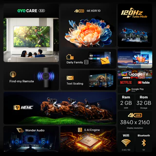 [ประกัน3ปี] SKYWORTH 50 นิ้ว Google TV 120Hz* ทีวี 4K LED Dolby Audio Eye Care รุ่น 50Y66 รองรับ Netflix YouTube Wifi