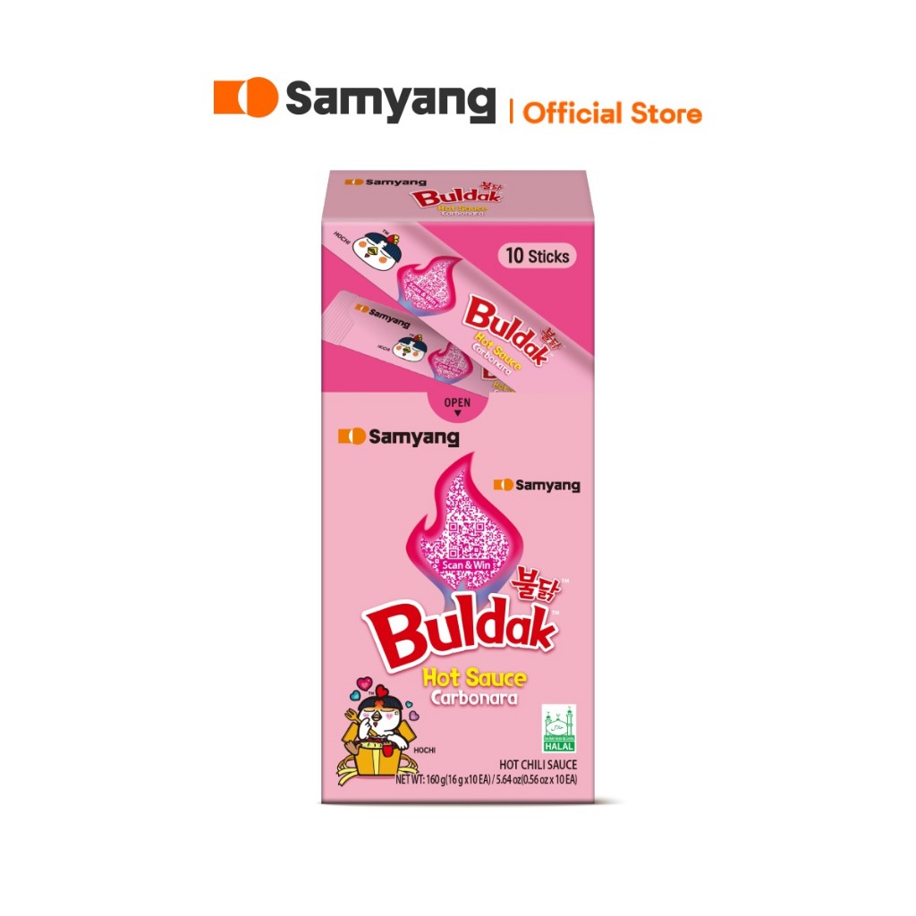 Samyang Buldak Hot Sauce Carbonara (16G.x10) | ซัมยัง บูลดัก ฮอตซอส คาโบนาร่า (16 กรัม x 10 ซอง)