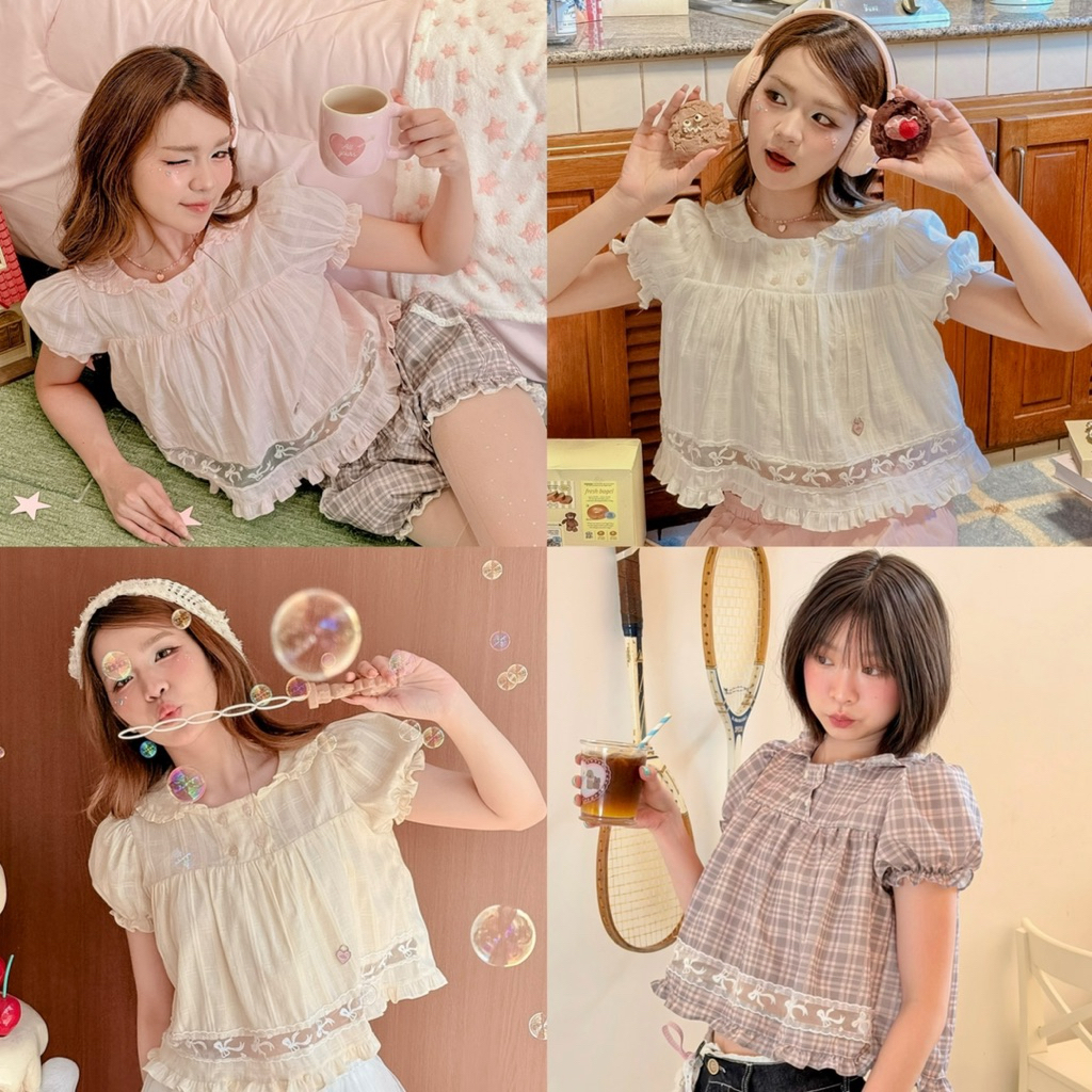 RIKA น้องgummy เสื้อคอบัวสก็อต และ กางเกงฟักทองสก็อต(จำหน่ายแยกชิ้น)