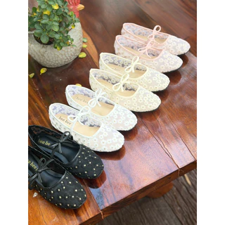 รองเท้าเจ้าหญิงดอกเดชี่ผูกโบว์(รหัสNN-121)พร้อมส่งในไทย