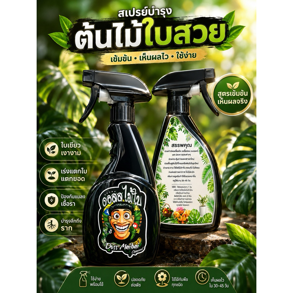 สเปรย์บำรุงรากใบลำต้นและดอกกำจัดเพลี้ยแมลงต่างๆเร่งการเจริญเติบโตกันเชื้อราในดิน