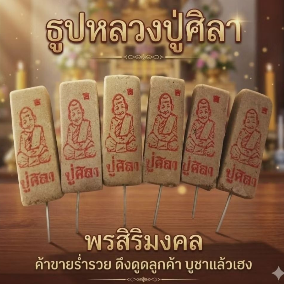 ธูปหลวงปู่ศิลา 500 แท่ง ตัวเลข 3 หลัก