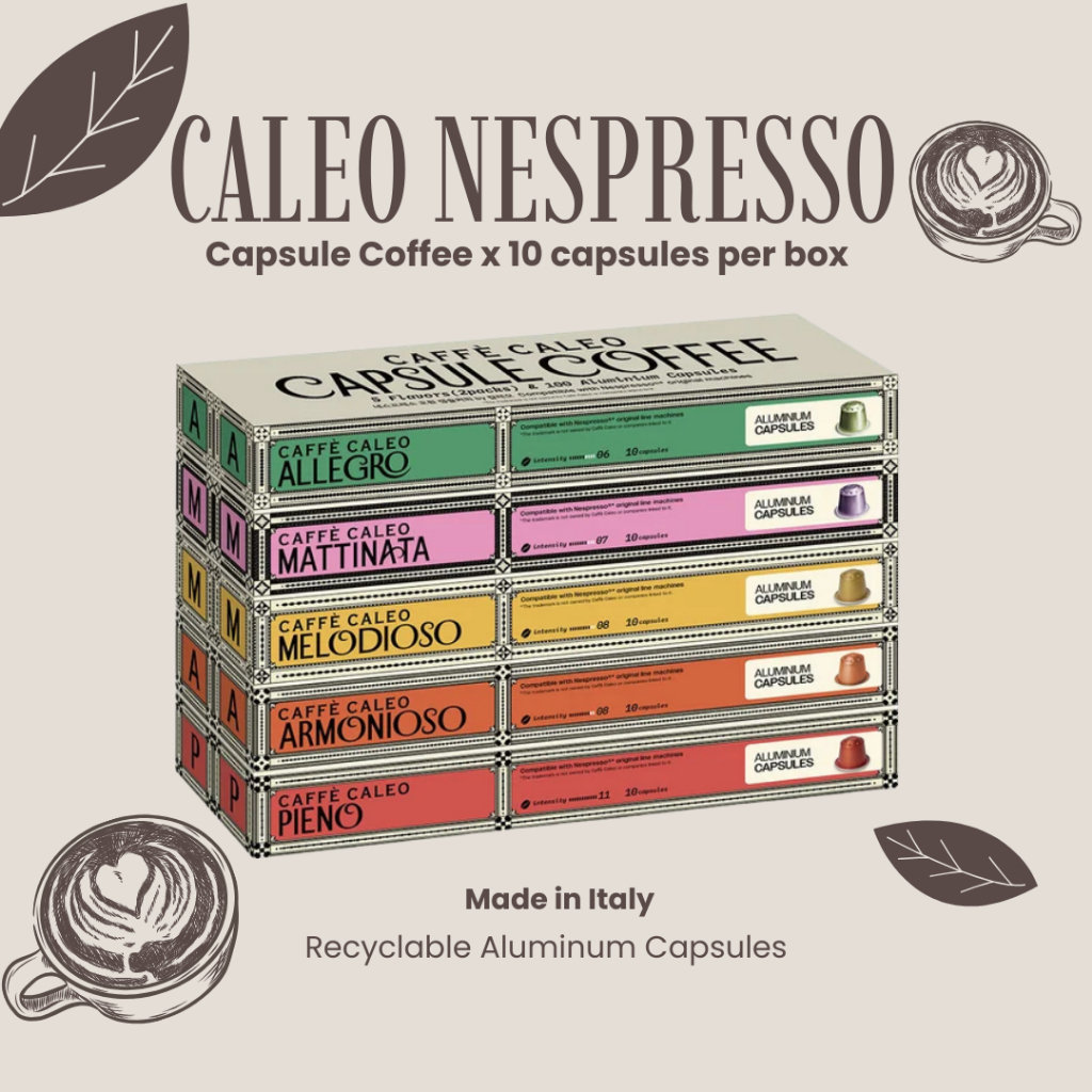 🔥ยกแพ็ค 5/10 กล่อง 50/100 แคปซูล ✨️CAFFÈ CALEO Nespresso Capsules 🇮🇹 กาแฟแคปซูลอิตาลีแท้ Aluminum Capsules