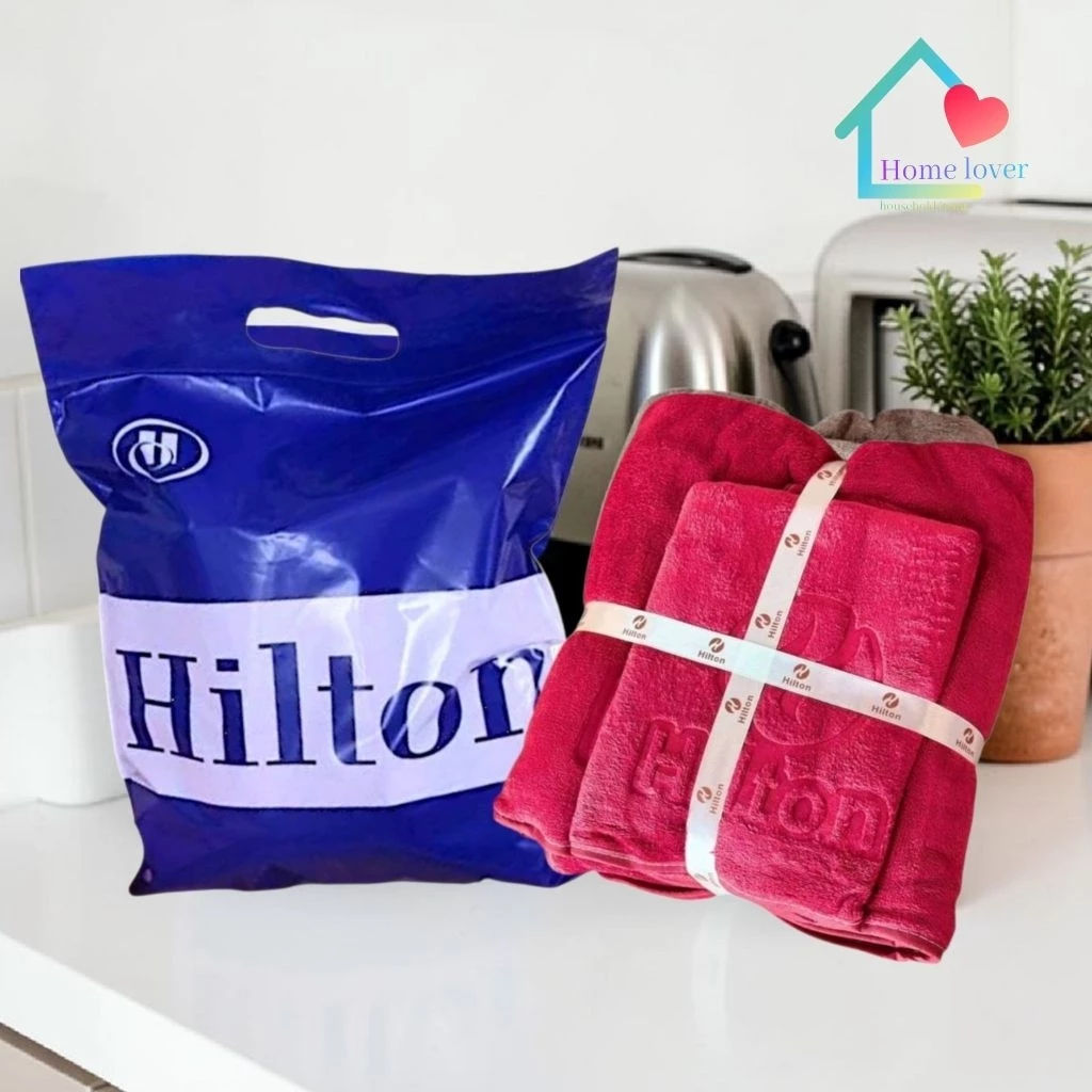 ผ้าขนหนูเกรดโรงแรม Hilton set 2 ชิ้น ขนาด35×75cm.70×140cm. ผ้าเช็ดตัวนาโน ผ้าเช็ดตัวผืนใหญ่ ผ้าขนนุ่ม ซับน้ำดีเยี่ยม