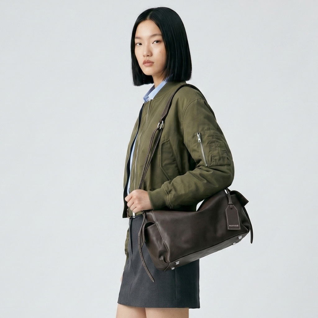 Pre-Order 15 วัน Marroque Indiana carry on กระเป๋าขนาดใหญ่ ขึ้นเครื่องน้ำหนักเบา จุเยอะ สี Dark Oak อะไหล่เงิน